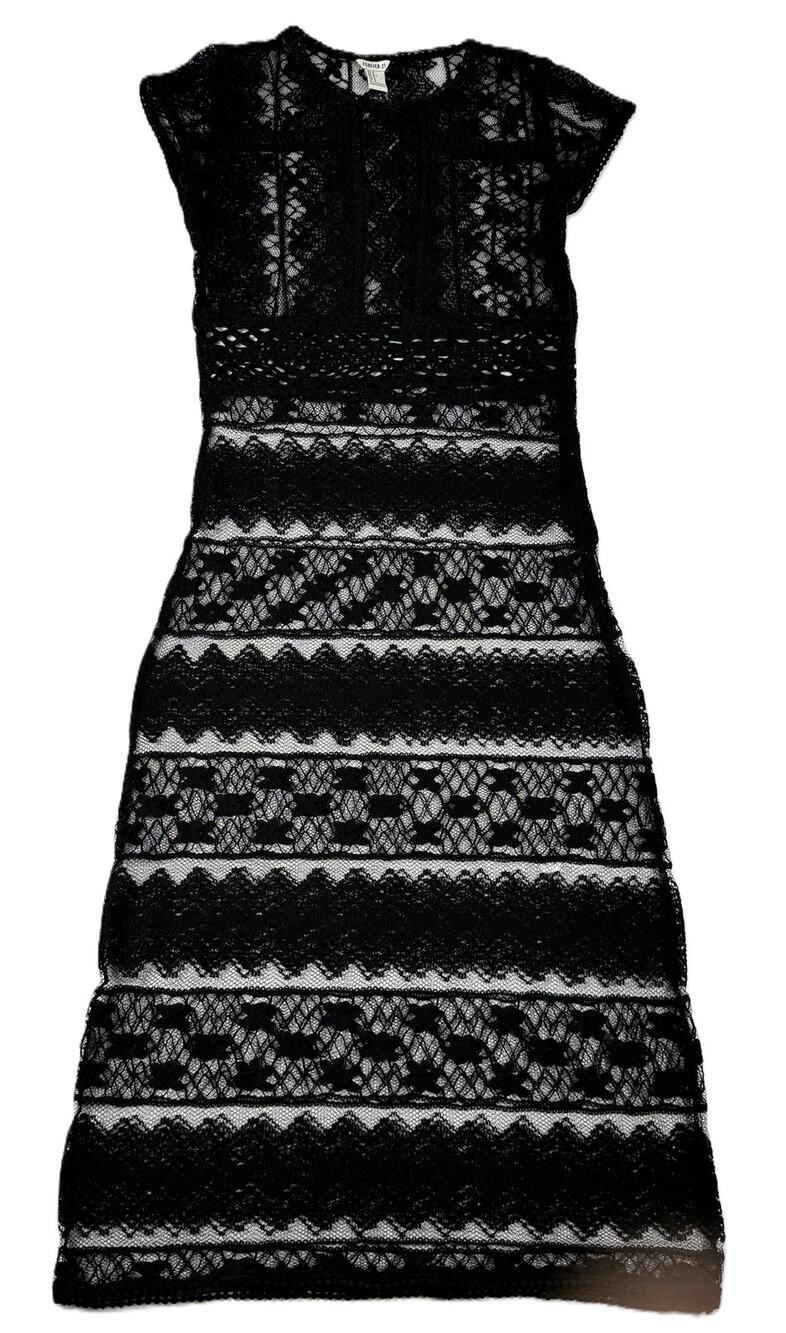 Forever 21 women black unconventional lace midi dress size S